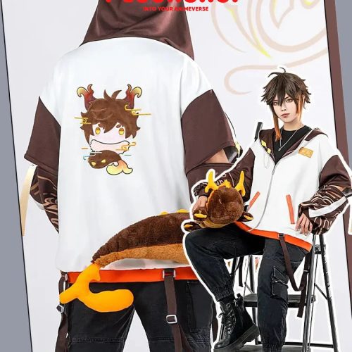 genshin impact tartaglia zhongli theme costume cosplay casual wearing outfit coat wai tao 226