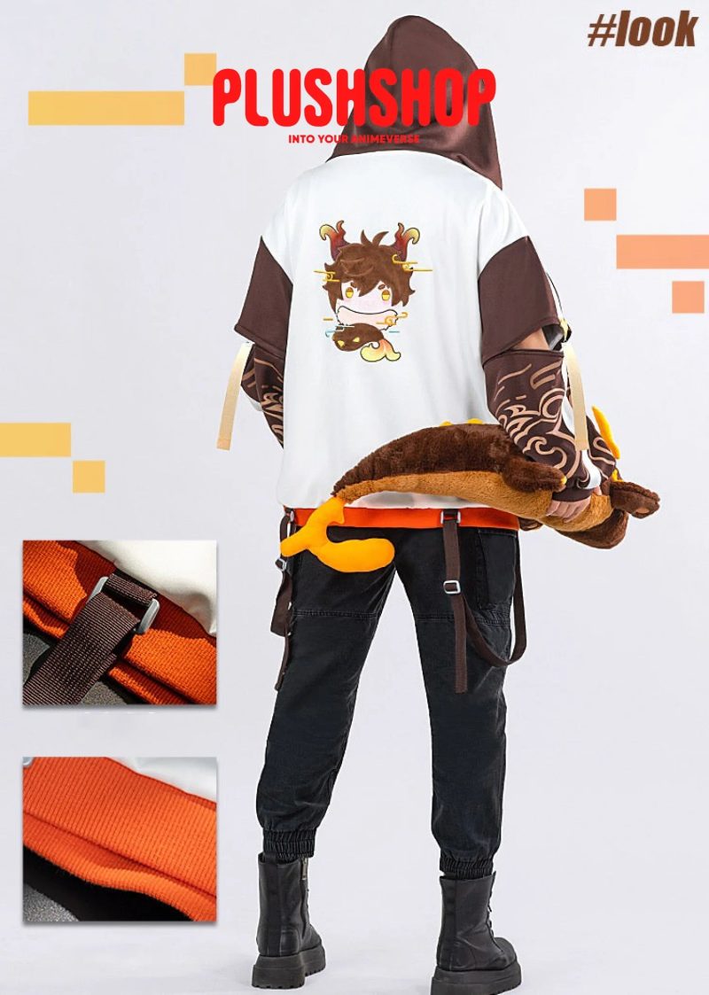 genshin impact tartaglia zhongli theme costume cosplay casual wearing outfit coat wai tao 789