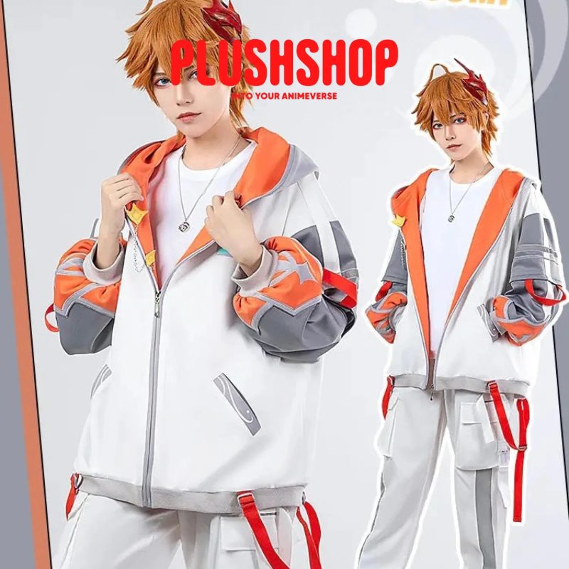 genshin impact tartaglia zhongli theme costume cosplay casual wearing outfit coat wai tao 851