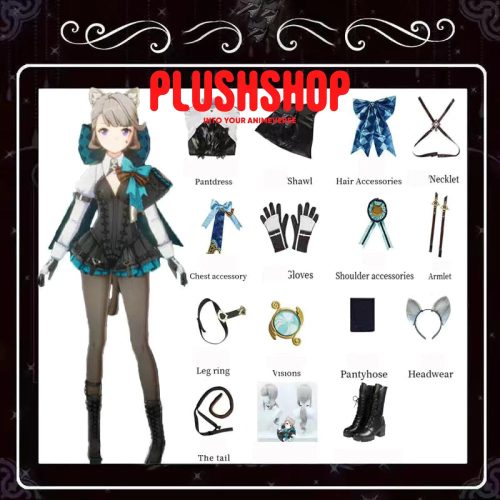 Genshin Impact Lyney & Lynette Cosplay Outfit Clohes Wig Whole Set / Xs Cosplay